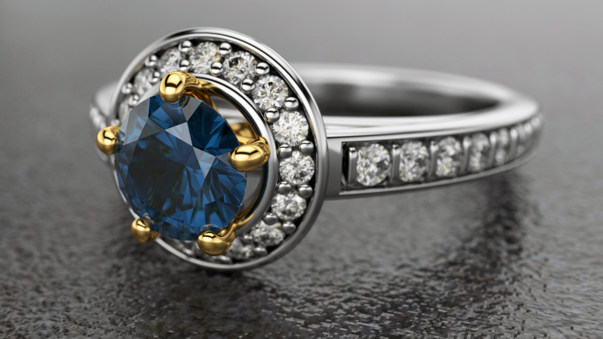 Diamond Baguette Emerald Cluster Ring 3D Model Jewelry Design